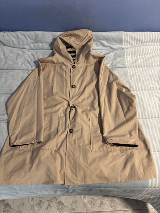 Chaqueta reversible rayas beige y negro