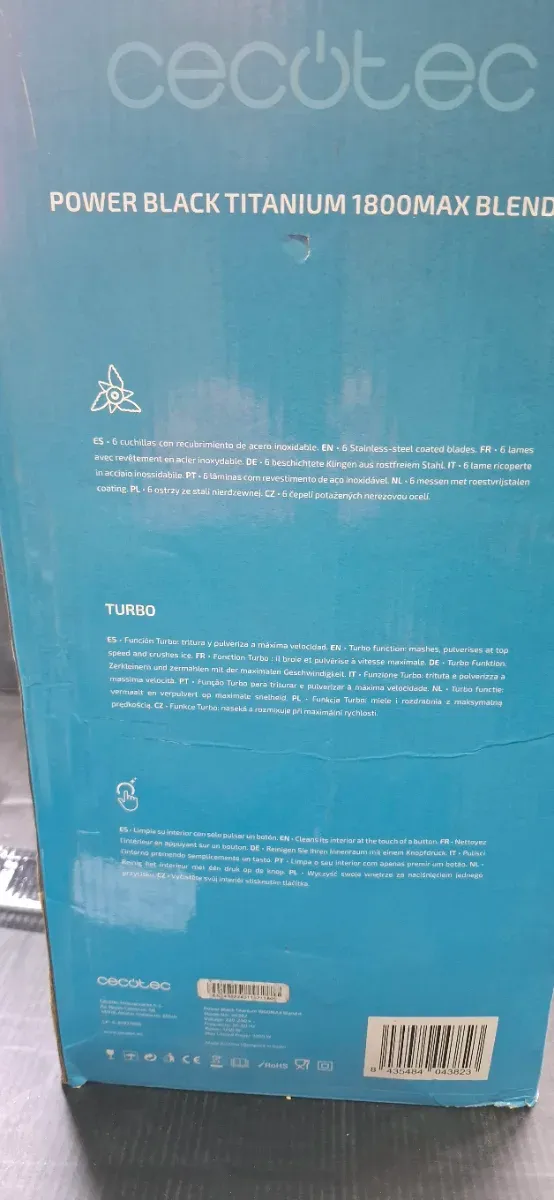 Batidora de vaso Cecotec power black titanium 1800