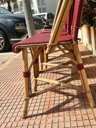 Pack de 4 Sillas Rattan Rojas Terraza Jardín
