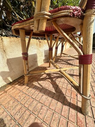 Pack de 4 Sillas Rattan Rojas Terraza Jardín