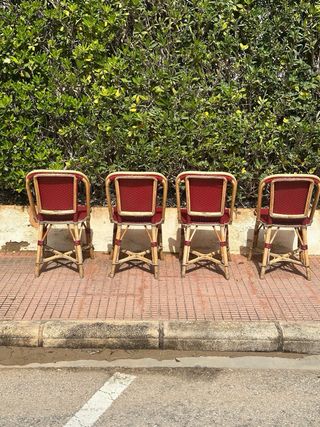 Pack de 4 Sillas Rattan Rojas Terraza Jardín