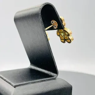 PENDIENTES OSO CON CIRCONITAS VERDE 18K