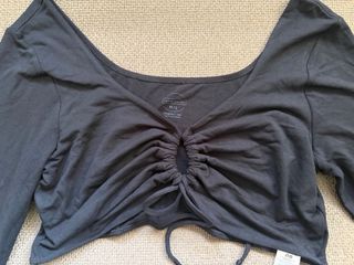 Top corto maniche lunghe nero taglia M/L