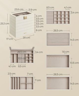 Joyero 6 Capas Cristal SONGMICS GISELLA JBC195W01