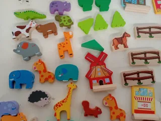 Juego de madera granja y animales