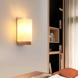 Aplique de pared madera y cristal E27