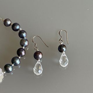 Pulsera Perlas Negras Lujo Plata 925 Ajustable