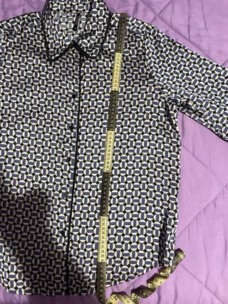 Camicia fantasia geometrica blu taglia S