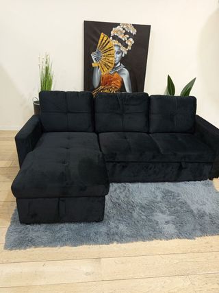 Sofá Cama Negro Terciopelo