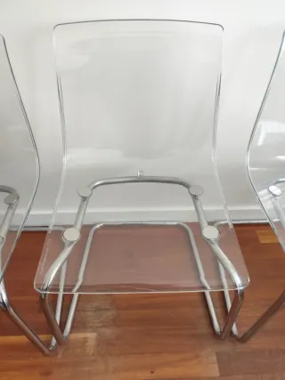 Juego de 4 Sillas Transparentes Cromadas