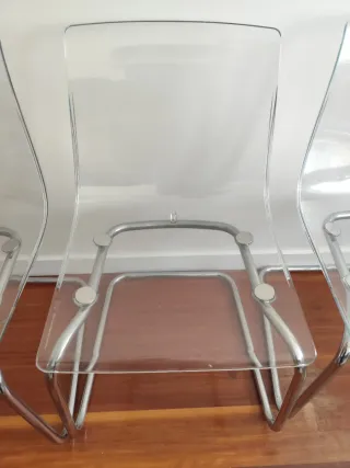 Juego de 4 Sillas Transparentes Cromadas