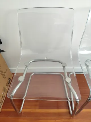 Juego de 4 Sillas Transparentes Cromadas