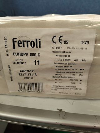 Radiador aluminio Ferroli Europa C 800 11 elementos blanco