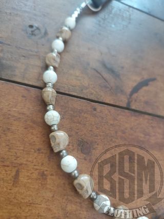 Catena portafoglio teschio beige marrone