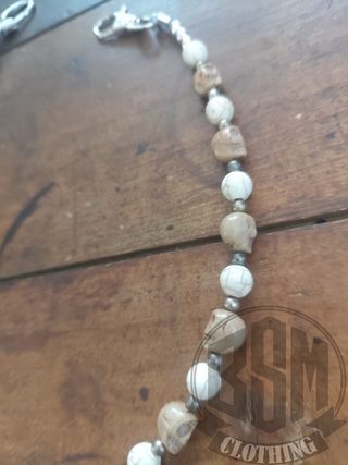 Catena portafoglio teschio beige marrone
