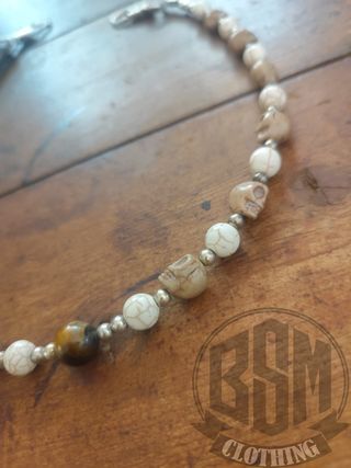 Catena portafoglio teschio beige marrone