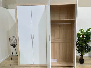 Armario 160cm Blanco y Marrón
