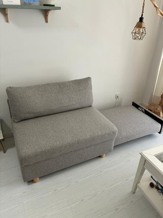 Sofá cama JYSK - OLSTRUP - 1,5 plazas tela gris