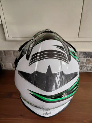 Capacete Motocross Branco e Verde