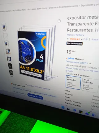 Expositor metacrilato A4 transparente