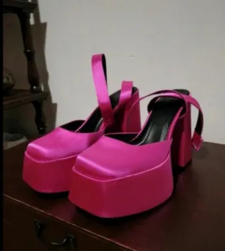 Tacones Plataforma Rosa Fucsia Bershka