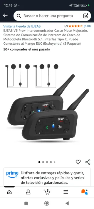 EJEAS V6 Pro+ Intercomunicador Moto Bluetooth