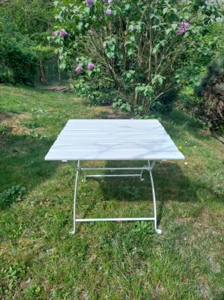 Tavolino Giardino Vintage Bianco Legno