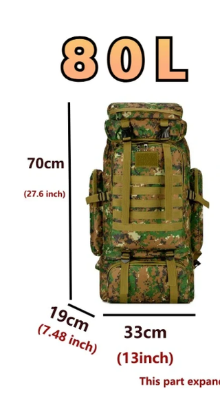 MOCHILA 80L BOLSA DEPORTE CAZA PESCA ACAMPADA