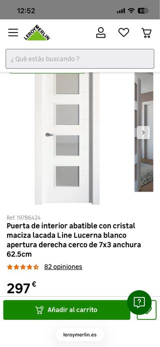 Puerta lacada blanco 4 cristales