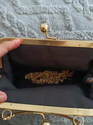 Bolso de fiesta vintage dorado y multicolor