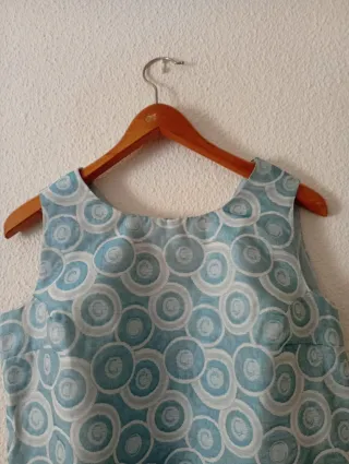Vestido azul y blanco con círculos M Chema Blanco