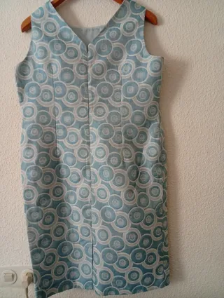 Vestido azul y blanco con círculos M Chema Blanco