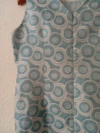 Vestido azul y blanco con círculos M Chema Blanco
