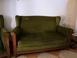 Sofá vintage terciopelo verde