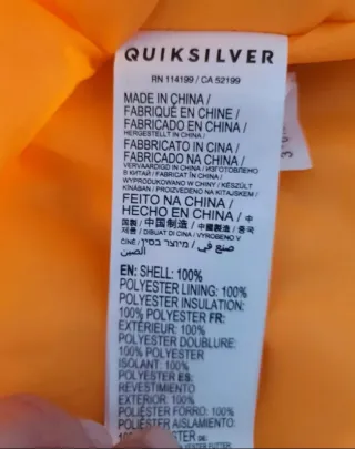 Chaqueta de esquí Quiksilver. NIÑO