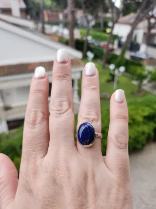 Anillo Plata y Piedra Lapislázuli Ovalada