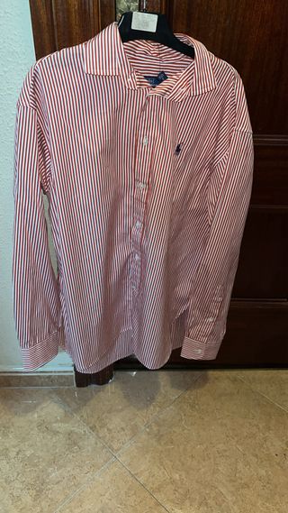Camisa Polo Ralph Lauren Rayas Rojas Talla S