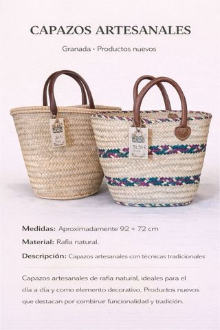 Bolso de fibras naturales beige y blanco