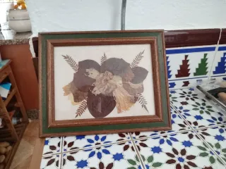 Cuadro Vintage Hojas Secas Marrón y Verde