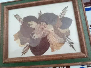 Cuadro Vintage Hojas Secas Marrón y Verde