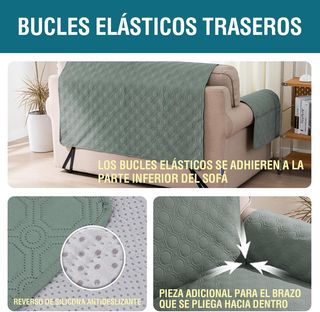 Funda sofá chaise longue BellaHills verde