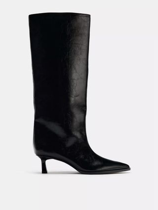 Botas Zara Kitten Tacón Negro Blanco Talla 38