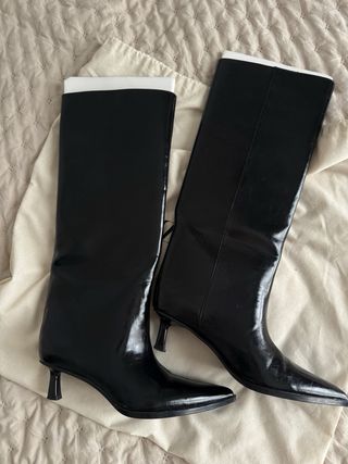 Botas Zara Kitten Tacón Negro Blanco Talla 38