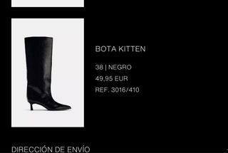 Botas Zara Kitten Tacón Negro Blanco Talla 38