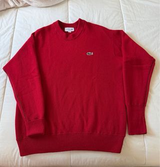 Jersey Lacoste Rojo lana Talla S medidas en foto