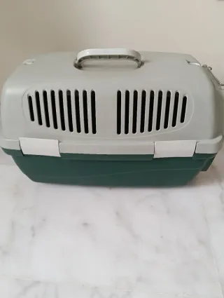 Transportín para mascotas gris y verde