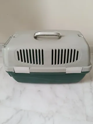 Transportín para mascotas gris y verde