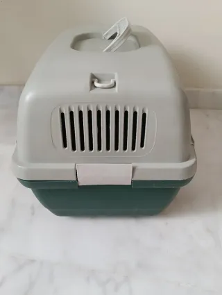 Transportín para mascotas gris y verde