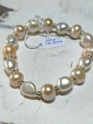 Pulsera Perlas Cultivadas Agua Dulce y Plata