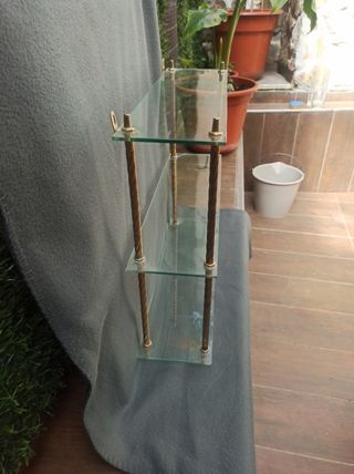 Vetrina da Bagno Vintage in Cristallo e Metallo Dorato